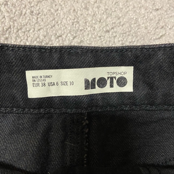 TOPSHOP Moto Leopard Stripe Black Denim Skirt Women’s Size 6 - Picture 7 of 10